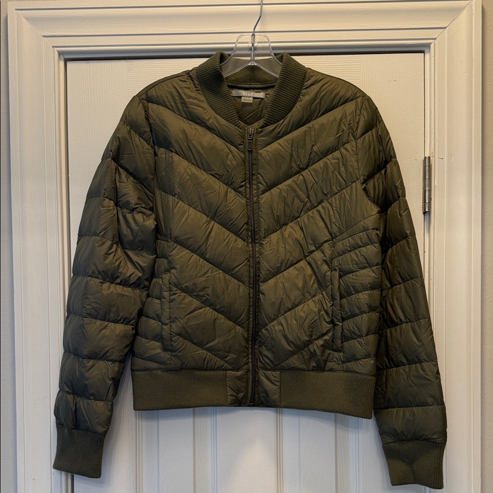 Tart Olive Green Quilted Bomber Jacket